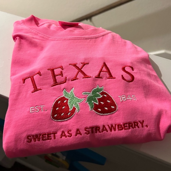 strawberry texas tee / embroidered Texas shirt / strawberry Texas tshirt - Picture 3 of 3